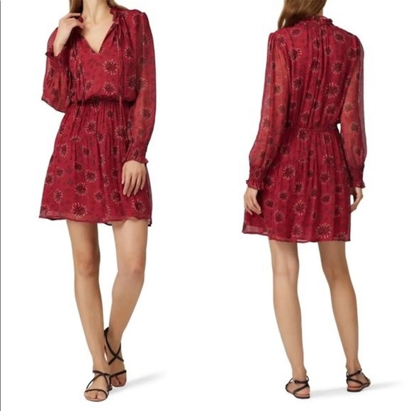 ba&sh Dresses & Skirts - Ba&sh Gizel Boho Floral Print Lightweight Mini Shift Dress in Red Size XS 1